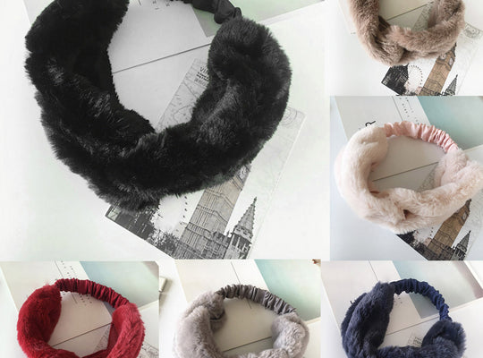 Women Faux Fur Cross Twist Headband Hair Band Turban Elastic Headband Bandage