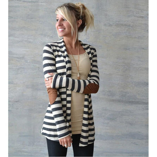 Trench Coat 2016 Fashion Women's Trench Elegant Coats Casual Long Sleeve Striped Cardigans Patchwork Outwear  XL #YYE