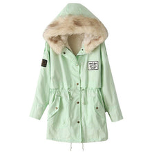 SHEIN 2016 Autumn/Winter Parkas Casual Women Outerwears Twin Pockets Long Sleeve Faux Fur Hooded Buttons Coat