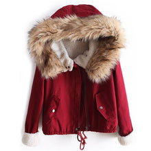 SHEIN 2016 Autumn/Winter Parkas Casual Women Outerwears Twin Pockets Long Sleeve Faux Fur Hooded Buttons Coat