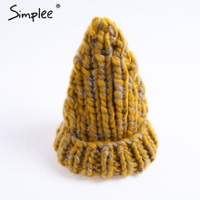 Simplee knitting wool hats 2017 pompon Bobble hats women skullies beanies Warm hat autumn cap winter hat female