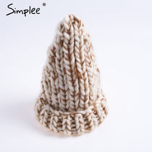 Simplee knitting wool hats 2017 pompon Bobble hats women skullies beanies Warm hat autumn cap winter hat female