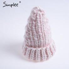 Simplee knitting wool hats 2017 pompon Bobble hats women skullies beanies Warm hat autumn cap winter hat female