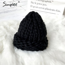Simplee Winter knitted pink hat cap Women casual streetwear crochet skullies beanies Elegant warm handmade white hats 2017