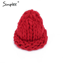 Simplee Winter knitted pink hat cap Women casual streetwear crochet skullies beanies Elegant warm handmade white hats 2017