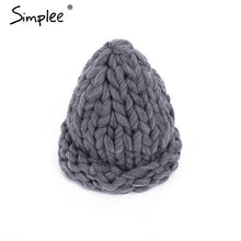 Simplee Winter knitted pink hat cap Women casual streetwear crochet skullies beanies Elegant warm handmade white hats 2017