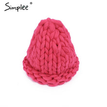 Simplee Winter knitted pink hat cap Women casual streetwear crochet skullies beanies Elegant warm handmade white hats 2017