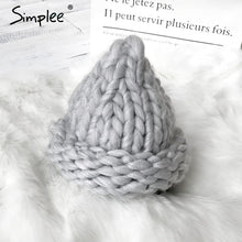 Simplee Winter knitted pink hat cap Women casual streetwear crochet skullies beanies Elegant warm handmade white hats 2017