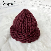 Simplee Winter knitted pink hat cap Women casual streetwear crochet skullies beanies Elegant warm handmade white hats 2017