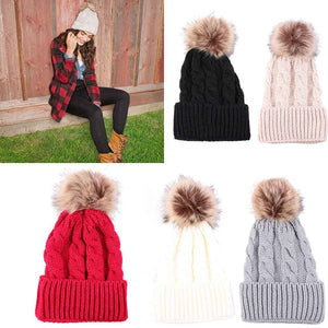 Women Fashion Keep Warm Winter Hats Knitted Wool Hemming Hat