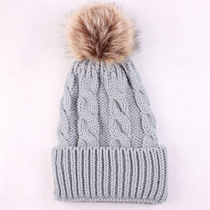 Women Fashion Keep Warm Winter Hats Knitted Wool Hemming Hat