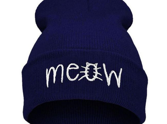 Winter Knitting MEOW Beanie Hat And Snapback Men And Women Hiphop Cap