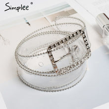 Simplee Fashion transparent women belt cummerbunds Square buckle high quality waist belt 2018 Streetwear designer belt female