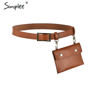 Simplee Gold metal buckle Belts women pu belts Faux leather waistband  lady Black strap belt streetwear all-match accessories