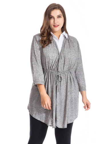 Chicwe Women's Plus Size Linen Jersey Bellini Cardigan Top 1X-4X