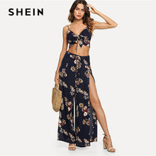SHEIN Multicolor Vacation Boho Bohemian Beach Floral Print Cami Top And Palazzo Pants Set Summer Women Sexy Twopiece